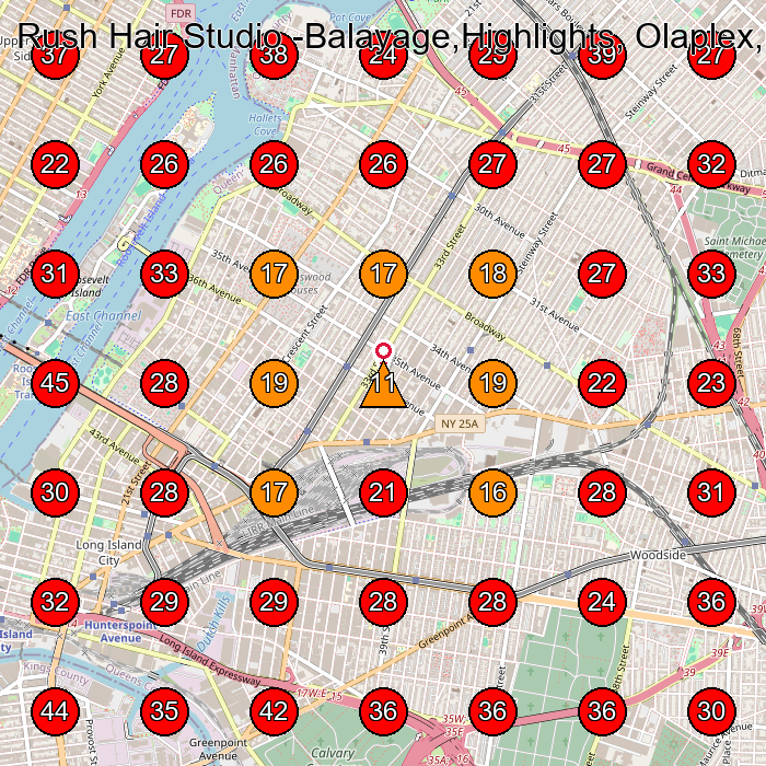 Rush Hair Studio -Balayage,Highlights, Olaplex,Keratin.. GeoGrid visibility map for Skin Care Clinic in Queens